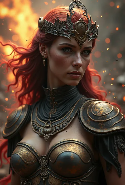 Roman goddess, warmonger, death, destruction and ruin, head to breast, legionnaire cybernetics. High Resolution, Masterpiece, Award Winning, Best Quality, High Details, High Quality, UHD, Optical Illusion, Impressionism, Art Deco, Cinematic, Cinematography...