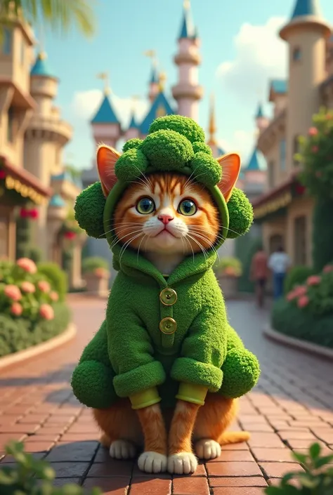 cat, Put on a block coli outfit ,  Disneyland background