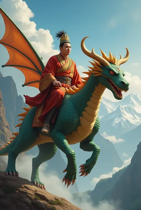 Bhutan king riding on dragon