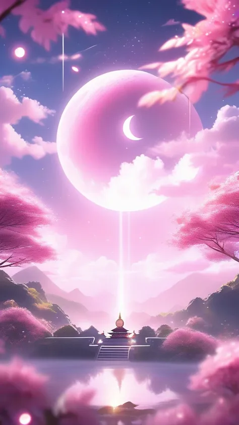 Moon in the Sky,  pink,  Animation Art , Nightcore, Great University , Sparkling, uhd images,  The Impact of Zen Buddhism Dreamy,16k