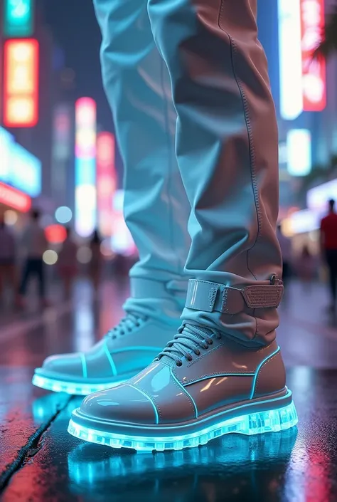 Very high sandal boots Miami Vice Cops Cyber Android Robots Military Sport Shoes Thick Transparent Transparent Sole Latest Futuristic Hyperrealistic Model TXT 5000 White Color Thick Translucent Transparent Glass Sole 