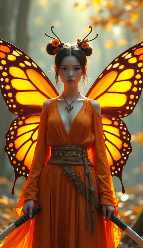 

 “A fantastic hybrid character combining the traits of a monarch butterfly and a Japanese woman.  The figure has a soft texture and a human face with delicate features ,  framed by two elegant butterfly antennas . She wears a sexy and sensual outfit insp...