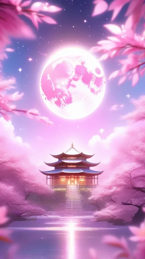 Moon in the Sky,  pink,  Animation Art , Nightcore, Great University , Sparkling, uhd images,  The Impact of Zen Buddhism Dreamy,16k