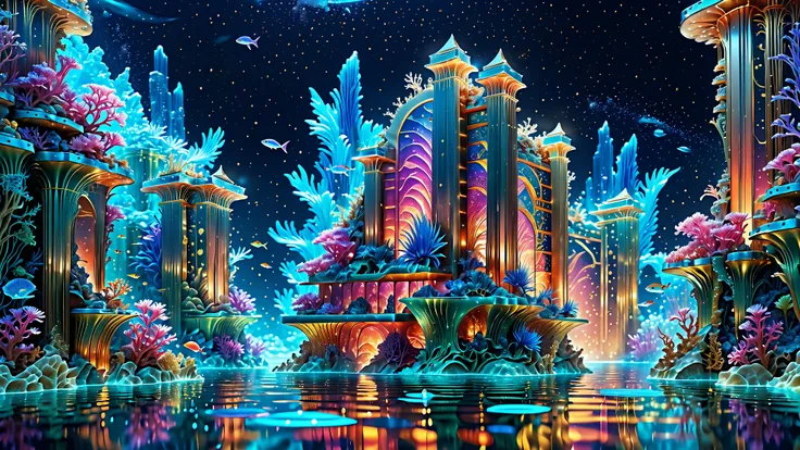 A Masterpiece In 32K Resolution, Supreme Quality, Super Detail, Official Art, Very High-Resolution 32K Wallpaper, Beautiful And Aesthetic, Ultra-Detailed Features, Awe-Inspiring Detail. A Stunning 32K Gaming Illustration Of An Underwater City Inspired By A...