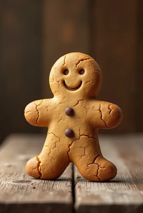 Gingerbread man cookie without decoration on a table 