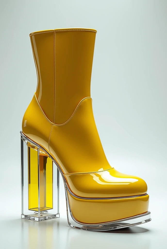  Sandals type ankle boots design cyber android robots thick sole transparent platform translucent glass futuristic style hyperrealistic type: TXT 500  color amarillo color amarillo amarillo Hiperrealista 