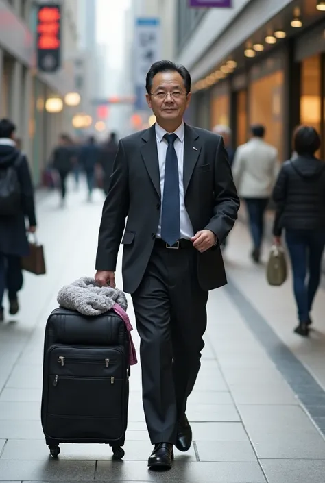  Japanese man、５０age、Carrying luggage