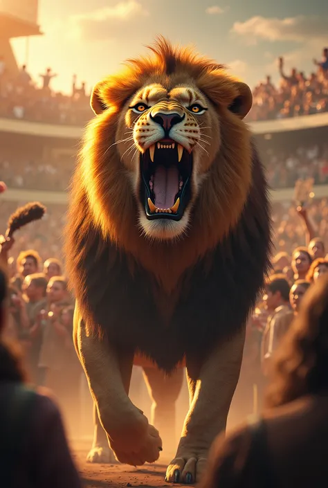 Here comes the lion, loud and proud,
Roar, roar, roar! He’s leading the crowd!