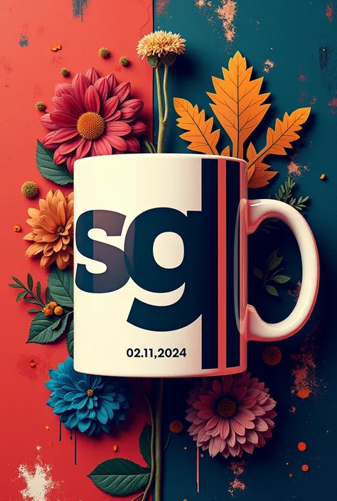 Here is my image idea
I want one the same but with different initial 
Here is to what to write "S | G" with the date 02.11.2024

Now generate only the image without the mug i have to use your image to print on my mug