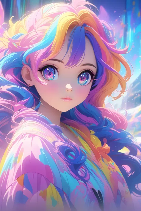 anime girl，Colorful hair and colorful clothes, Rose draws pastel vibrant, rossdraws cartoon vibrant, anime style 4k, Beautiful anime portrait, colorful art!!!, ! dream art, Beautiful anime girl, Anime style digital art, Anime Art Wallpaper 4k, anime art wa...