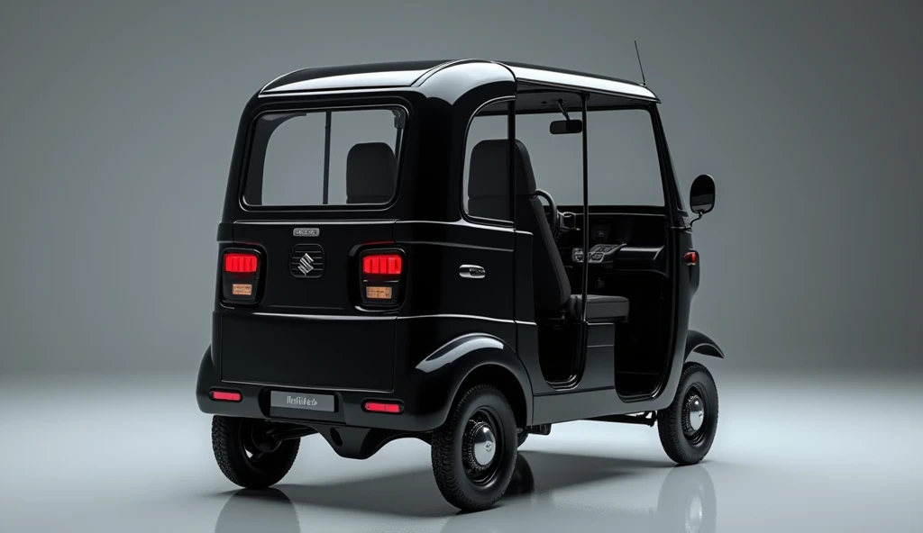 a detailed  2025 maruti suzuki richkshaw CNG, 3 wheeler back Veiw back View highly detailed 8k, cinematic studio lighting, reflection, glossy richkshaw paint, photorealistic, 3d render, complex car details, metal, chrome, glass, rubber, hdr, octane render,...