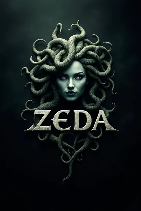 Crate a logo "Zeda" including Medusa 