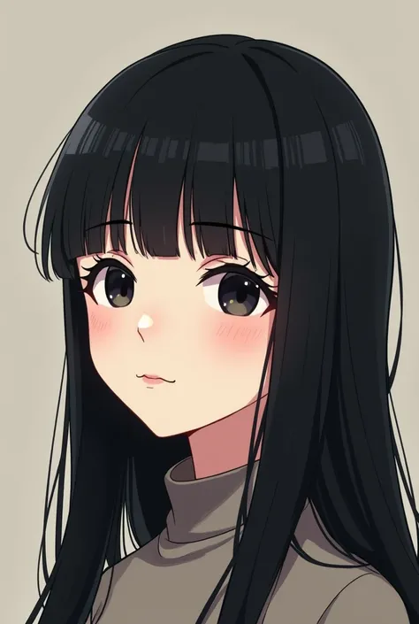 Jeon Yeong-jung of the webtoon Garbage Time .  Neatly straight black hair,  Soft bangs covering the forehead ,  dark eyed.