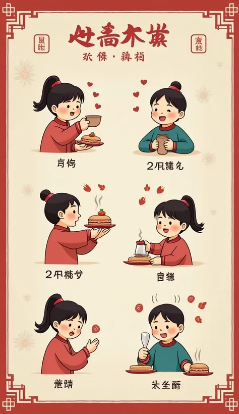 Chinese style social etiquette for modern people，Comic Style。