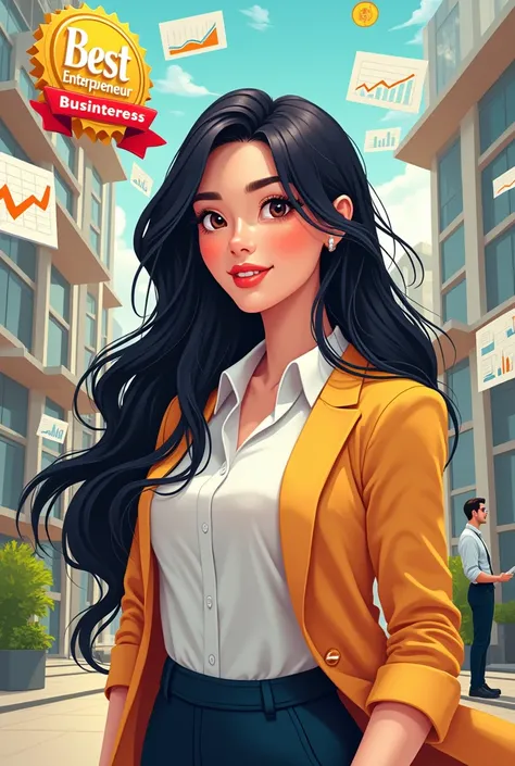 Make a 3 S illustration ladki he 21 years ki beautiful with creating high wives of business personality,she confident and little smiling face long black hairs in back ground show her performance like her business plan like uski success jurny
Make it more b...