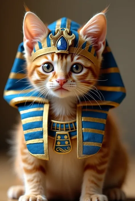 Live action kitten wearing Tutankhamens Kigurumi