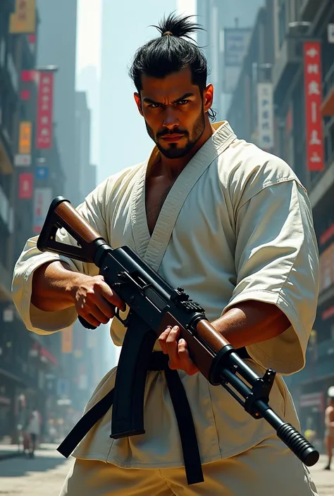 Ryu with an ak in his hand