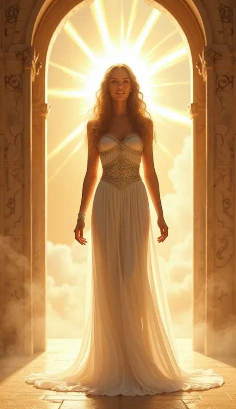  Heaven Welcomes Asiyah
Asyah the clothed pharaohs wife is pictured standing in front of the gates of heaven,  wore a shining clean white dress .  his face full of happiness ,  with her beautiful glowing eyes , soft smiling lips ,  and long sparkling hair ...