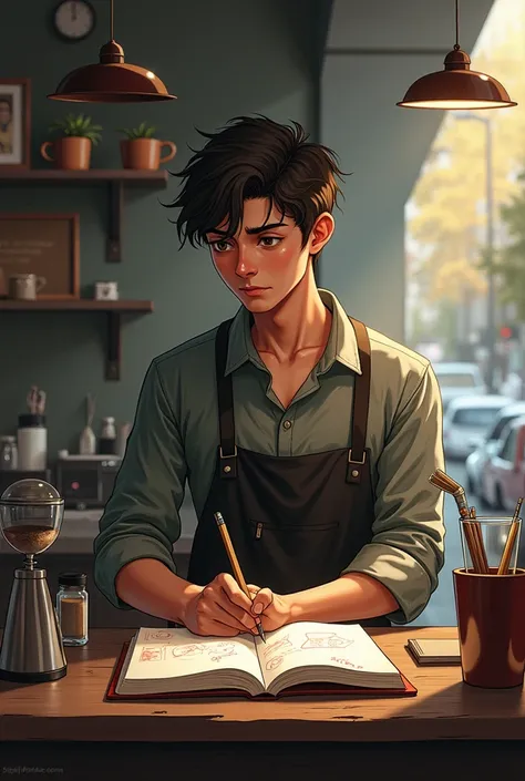 A handsome young man who likes to draw and dreams of opening his own gallery. But her life was not easy. She has to work full time in a coffee shop.