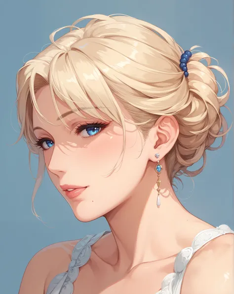 score_9, score_8_up, score_7_up, blonde, blue eyes, perfect eyes, anime milf, elegant mature woman, seductive, home, soft light