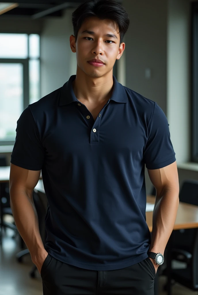  super realistic photo shoot black hair  , (((Men with short hair))), (((, big muscles, big torso))), (((Seductive fit body ))), ((Short Hairstyle))),  (1 handsome Korean guy, 30 years old, big eyes, cute, sitting in a meeting room, confident, big muscles,...