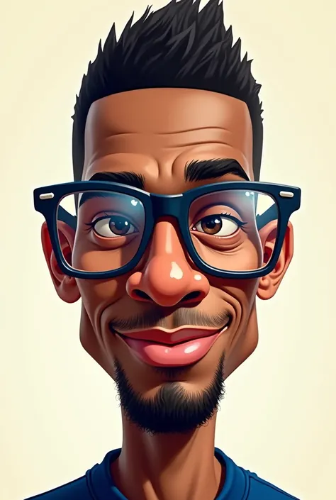 Create a caricature of killyan mbappé with glasses 