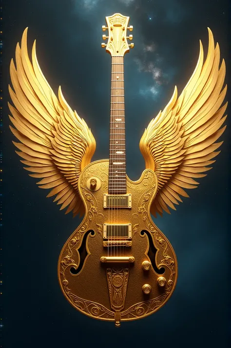 Guitar with golden wings 