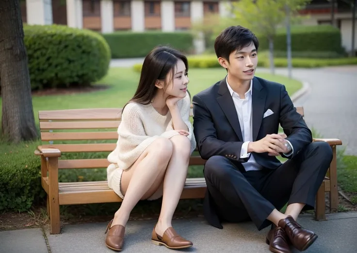 An asian couple sitting as photo uploaded.