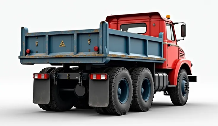 "Create an image of a classic 1980 Volvo F10 duty truck, showcasing its rear view with a rugged, industrial design. The truck should have a strong and durable build, with a prominent rear end and large, sturdy tires suitable for heavy-duty operations. Its ...