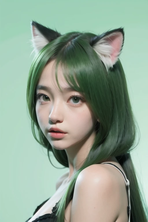 Female furry teenager green cat alien pokemonai-fan 