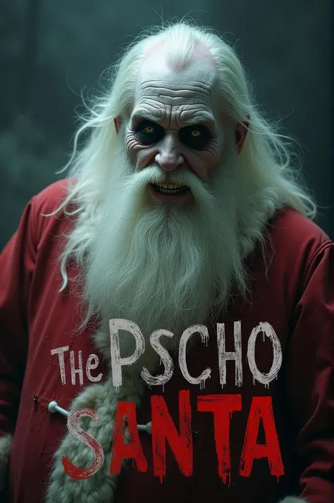 Create a ghost face Santa Claus and also write "The Psycho Santa" In Red And White 