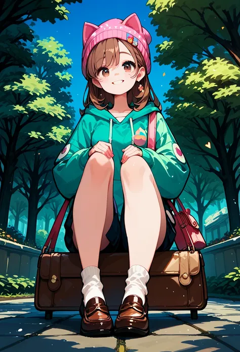 score_9, score_8_up, score_7_up, score_6_up, score_5_up, score_4_up,(best quality, masterpiece,) ,fullbody, detailed face,solo, fair skin with a natural glow,sitting in snowy park,(wearing cat-ear beanie, light down jacket is worn over a double zip hoodie,...