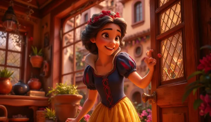 SNOW WHITE OPENING THE DOOR. Pixar