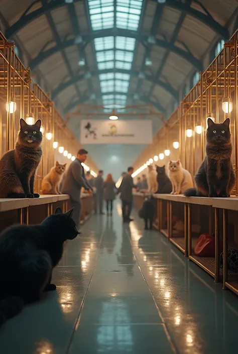 Inside view of a cat show 