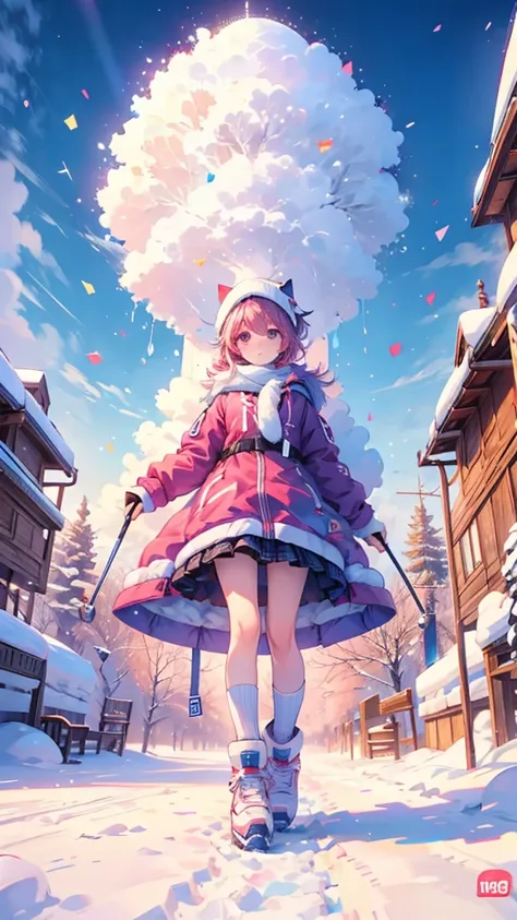 Shortcake, Personification,  One Girl , Alone,  high definition , snow ,  ski resort