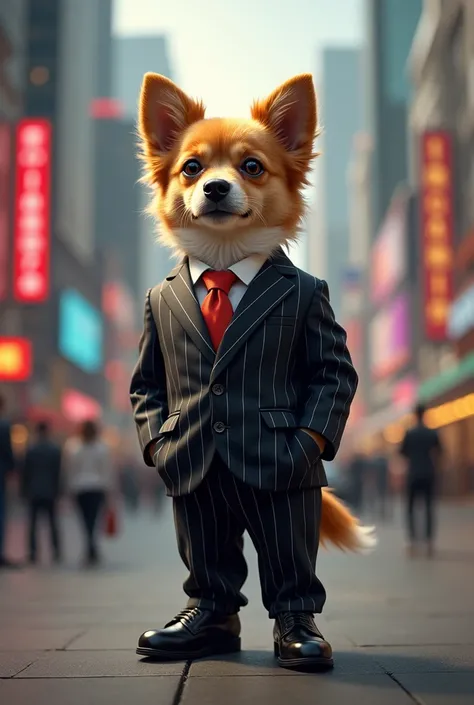 A dog wearing a suit 