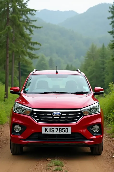 Red colourInnova Crysta car parking in green
 hills ,friends taking selfies in side
