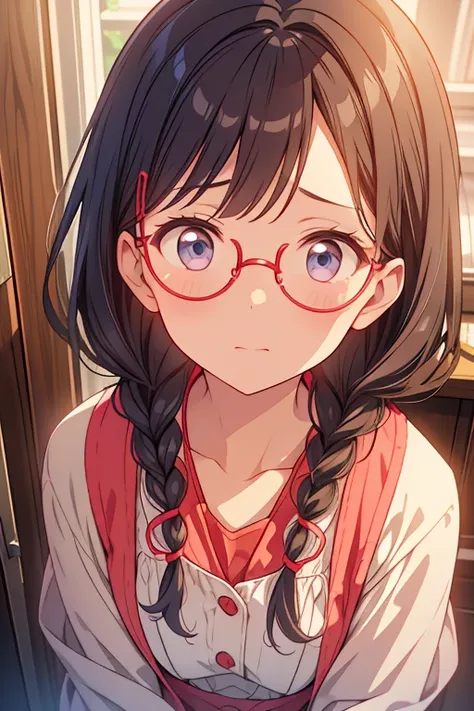 Looking up、 is shy、I have a medicine cabinet、 braids 、Worried face、Round Glasses