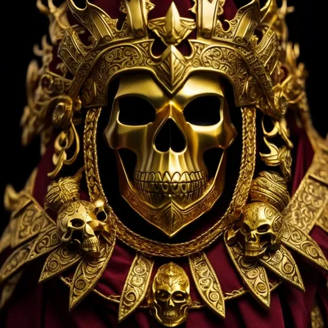  Golden Giant Skull Mask,crown, Golden and Crimson Snake Armor , Three sides, Six wrist,Queen,