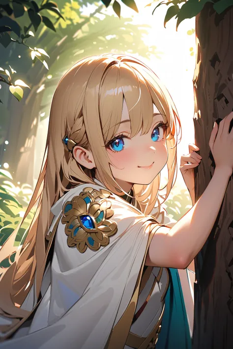 1 girl, (shocked face), young adult, long straight hair, (wearing light armor with a flowing cape), large breasts, petite, (hiding behind a tree, peeking out),  
BREAK  
enchanted garden, vibrant flowers blooming, two party members sharing a kiss, (eyes wi...