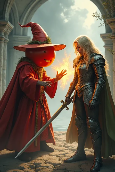  tomato wizard fights with blonde heavy armoured knight girl