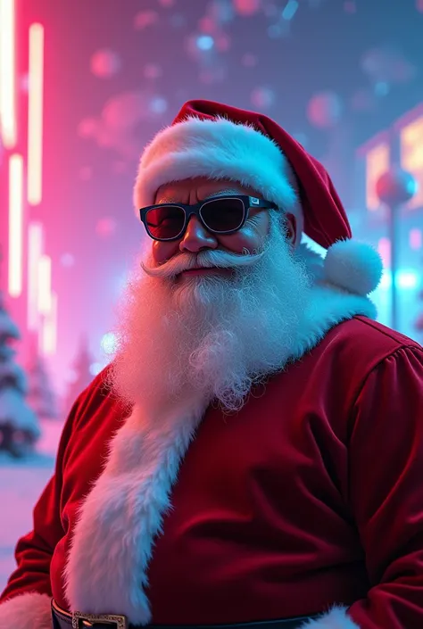 santa with retro wave glasses