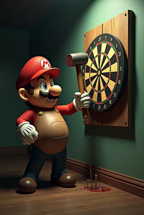 Goomba nails Mario to the dartboard