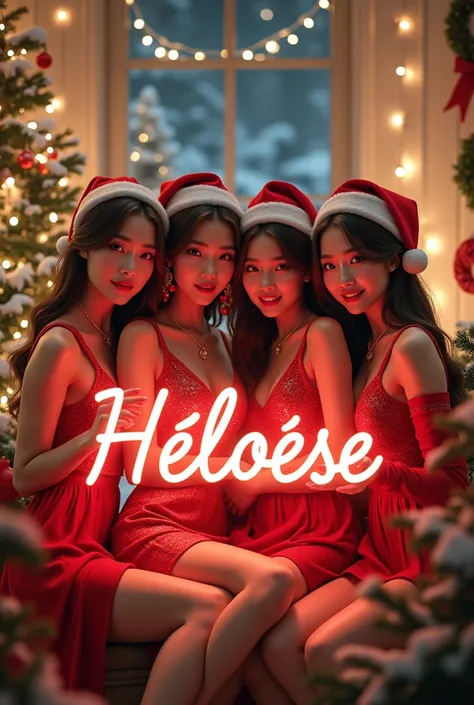 Image de noel avec le groupe de kpop blackpink tenant le prenom « Héloïse »