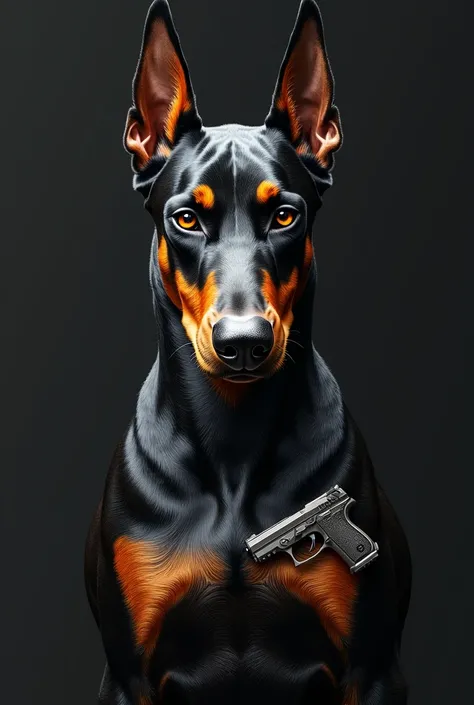 Generate a doberman gun tattoo sketch 