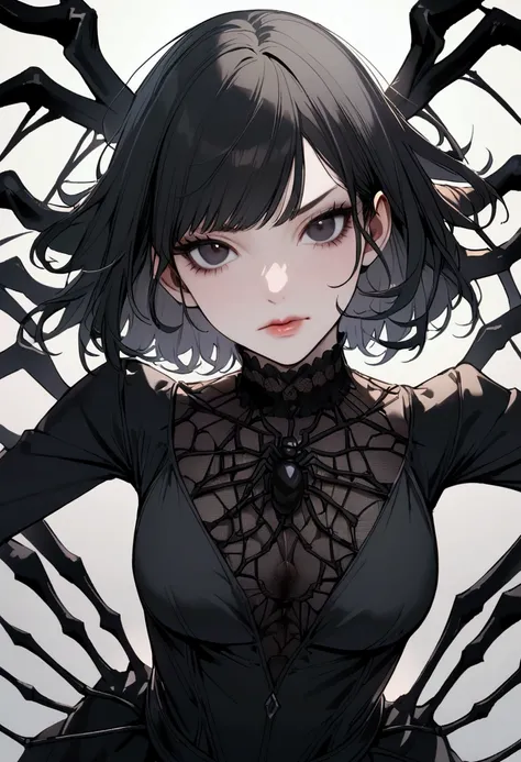 beautiful chin, beautiful, dangerous, devil spider, woman, black hair, black eyes,