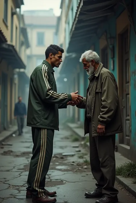 Cristiano ronaldo helping a poor man