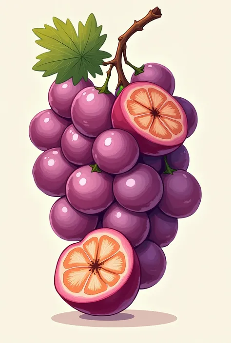 Sliced cutted grapes illustration, dont make it too realistic 