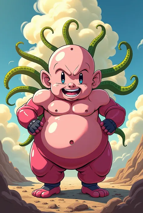 Cartoon of Majimbuu merged with Goku and Sabaiman