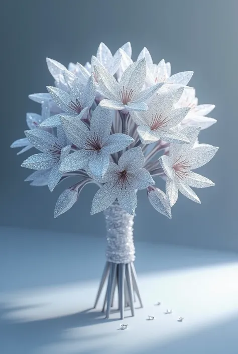 realistic image of a bouquet of flowers made of diamonds